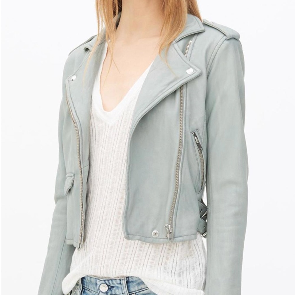 NWOT Olivaceous gray leather jacket